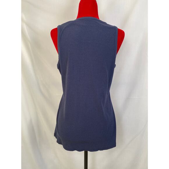 Woman’s 2XL navy tank shirt w gold snaps - a cotton spandex blend - Picture 4 of 9